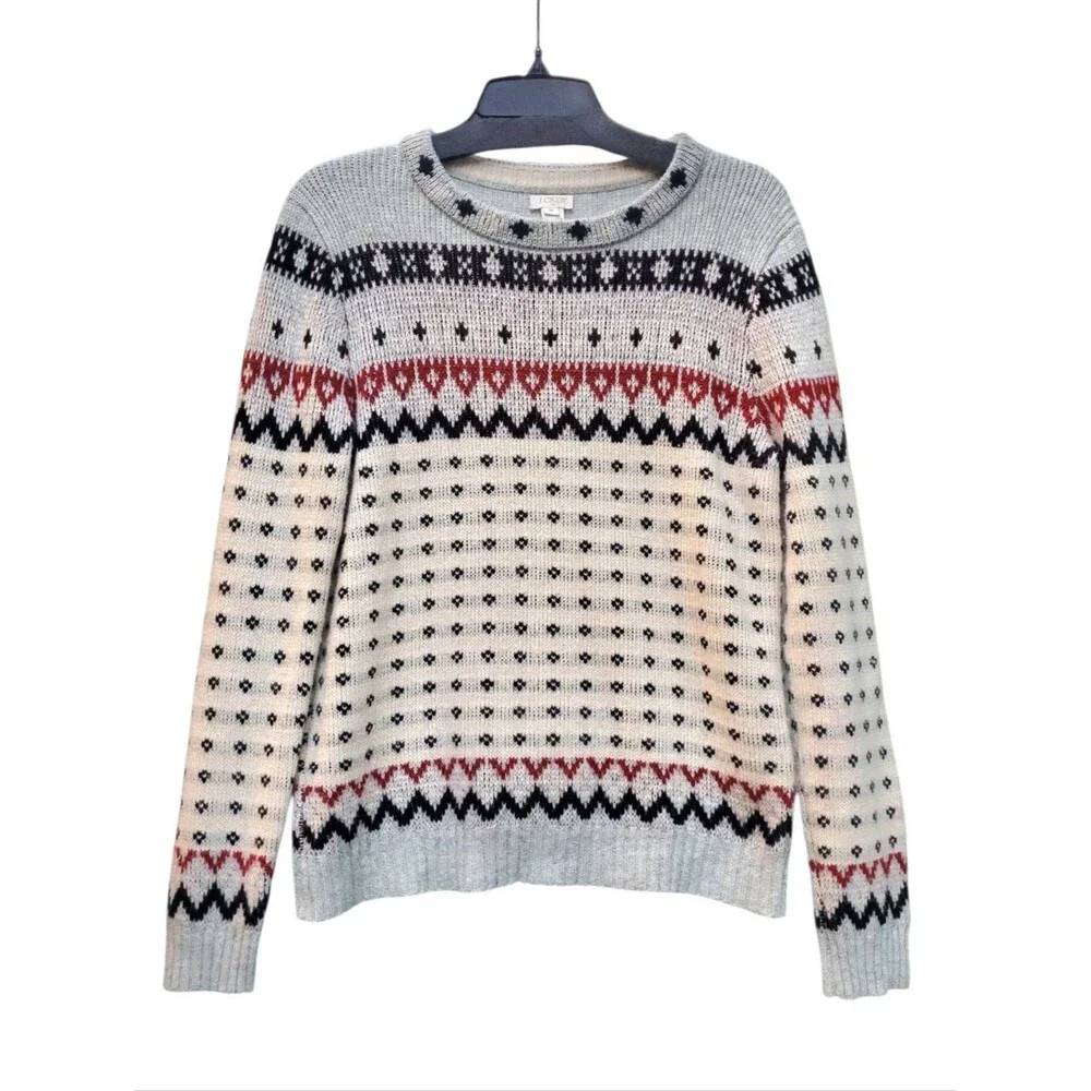 J. Crew Medium Fair Isle Merino Wool Blend Sweater